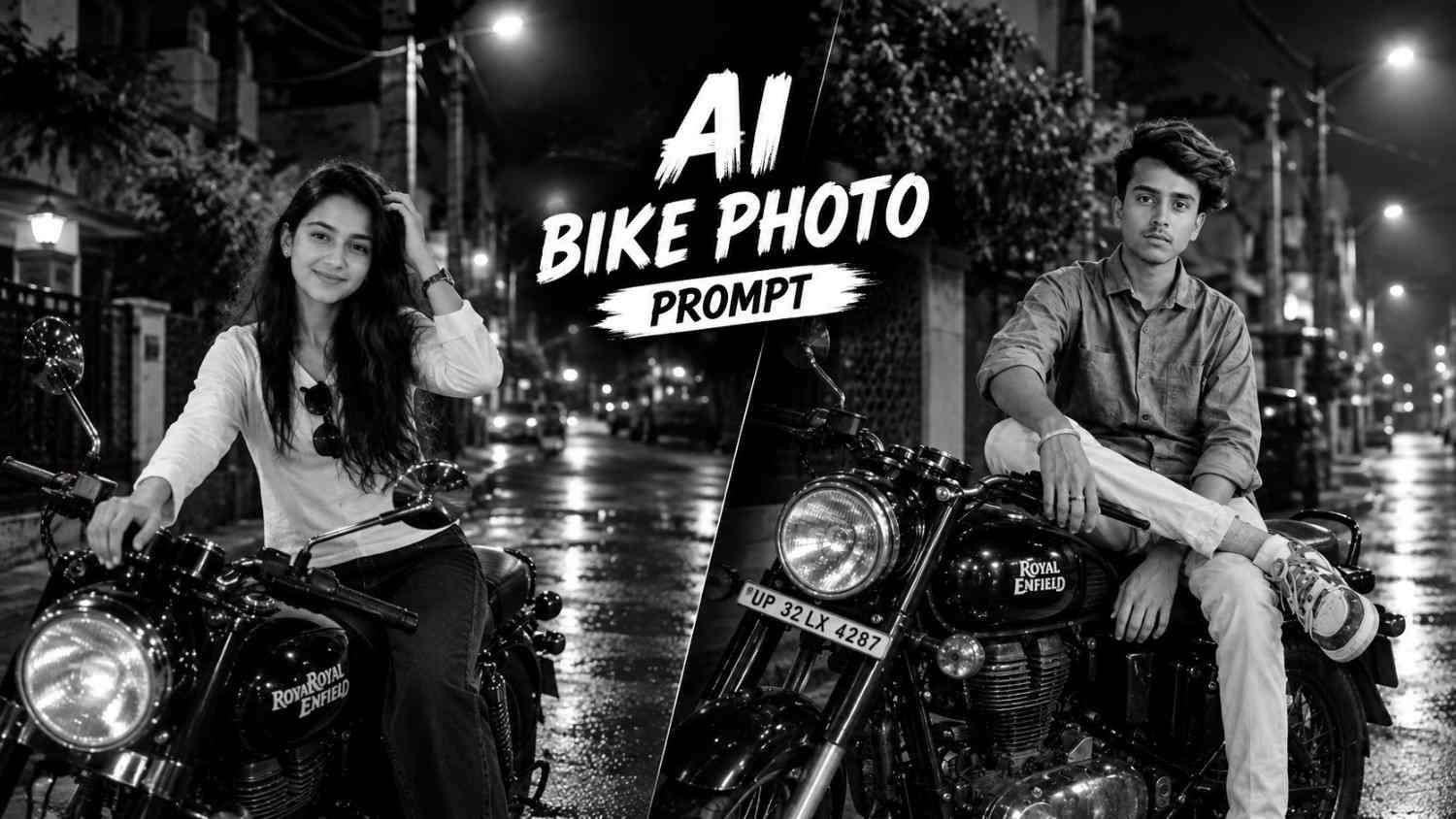 Black & White Bike AI Photo Prompt