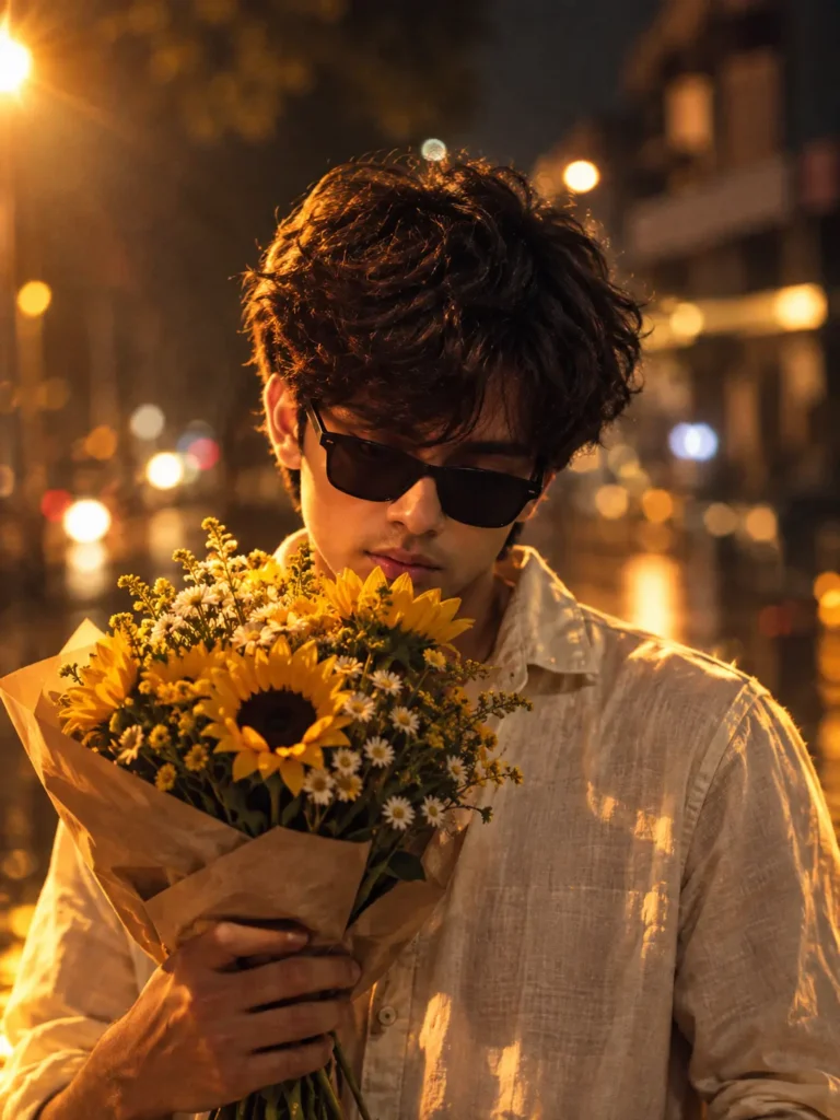 Golden Night Sunflower AI Photo Prompt
