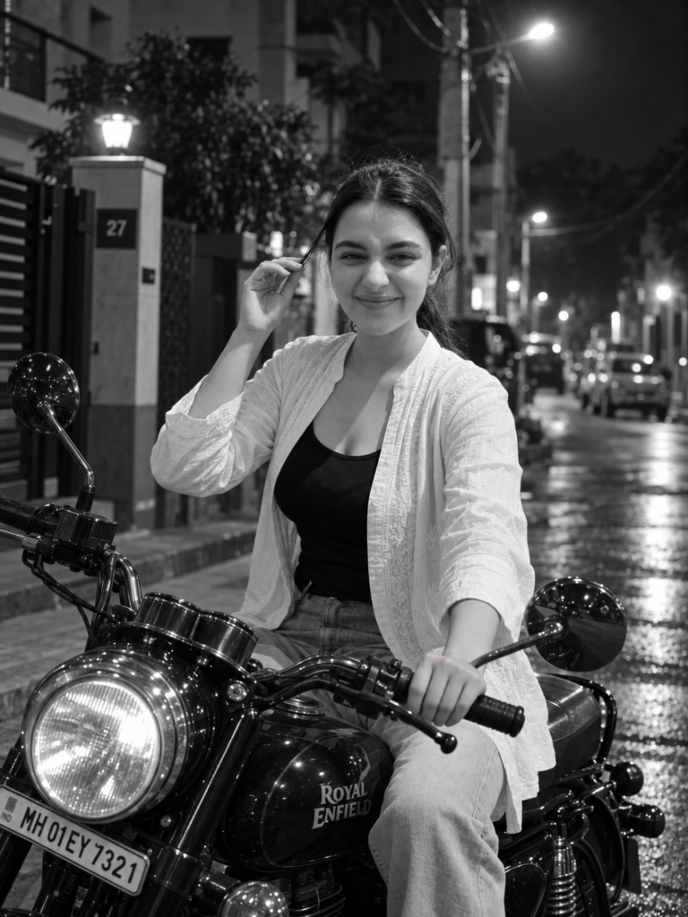 Black & White Bike AI Photo Prompt