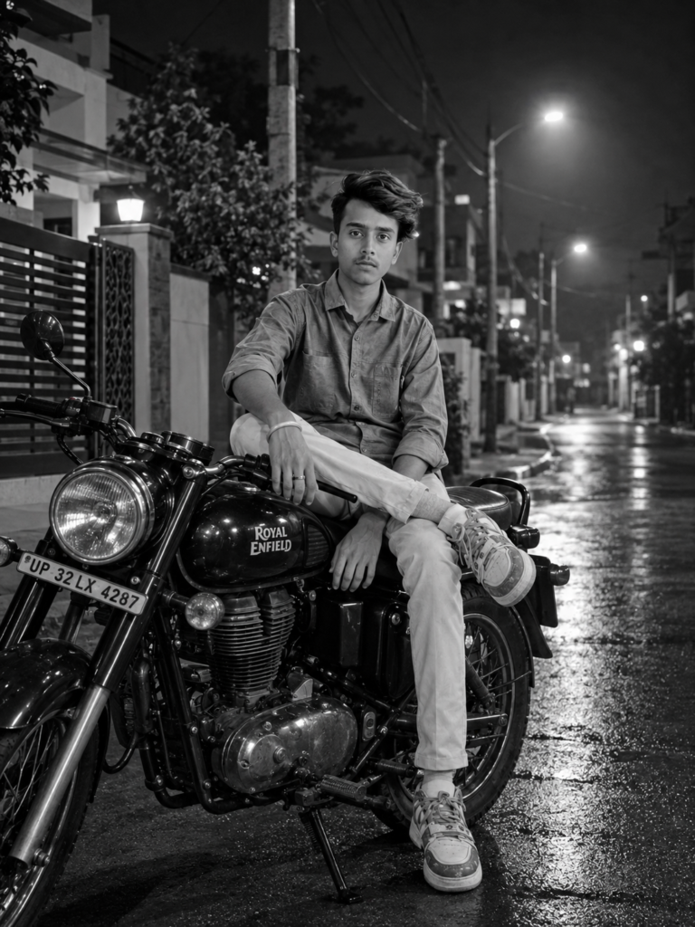 Black & White Bike AI Photo Prompt