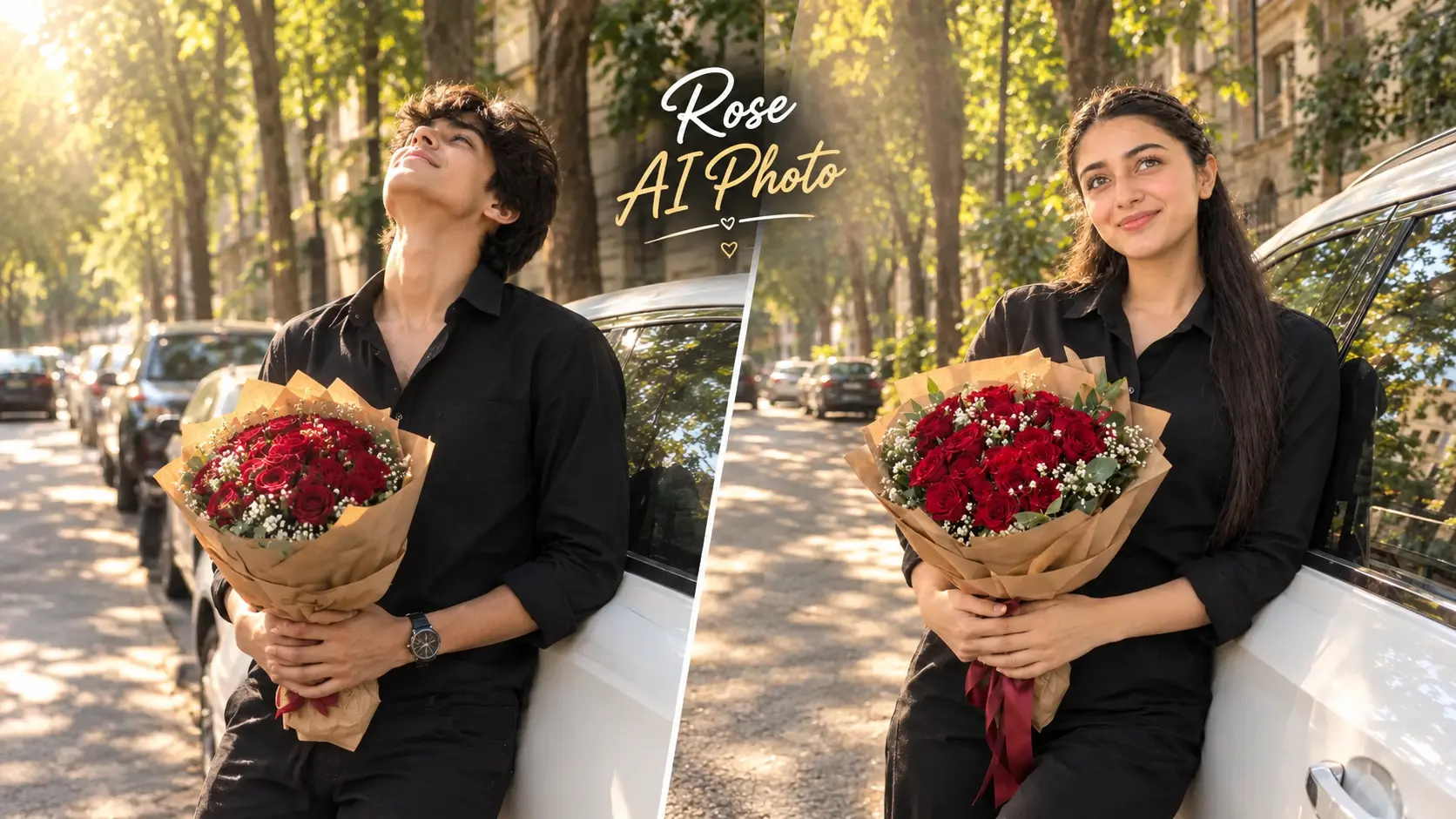 Romantic Street Rose AI Photo Prompt