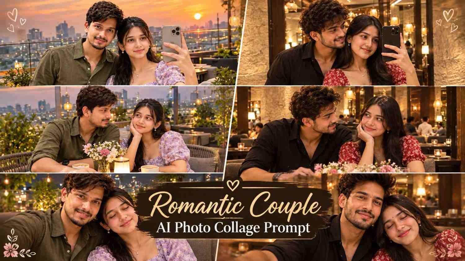Romantic Couple AI Photo Collage Prompt